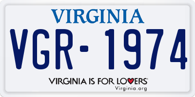 VA license plate VGR1974