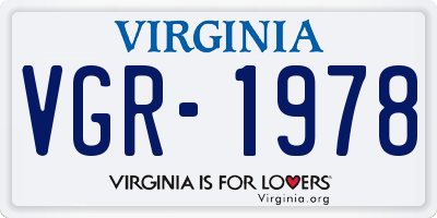 VA license plate VGR1978