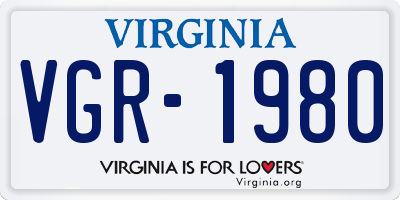 VA license plate VGR1980