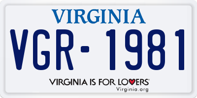 VA license plate VGR1981