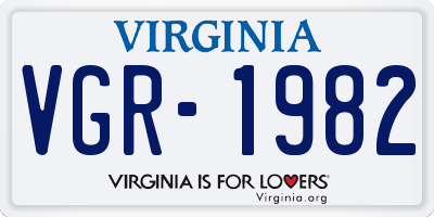 VA license plate VGR1982