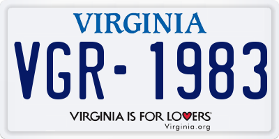 VA license plate VGR1983