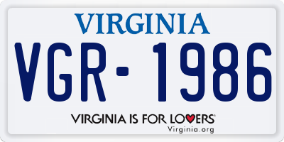 VA license plate VGR1986