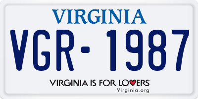 VA license plate VGR1987