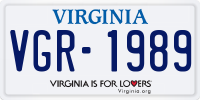 VA license plate VGR1989