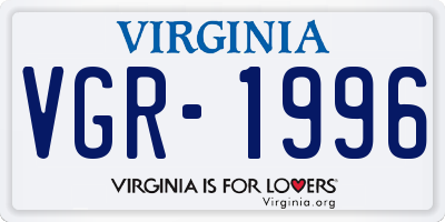VA license plate VGR1996