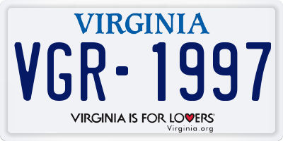 VA license plate VGR1997
