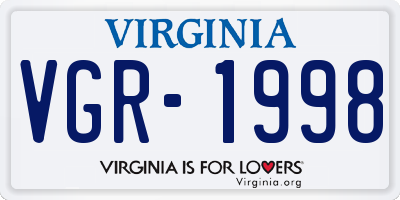 VA license plate VGR1998