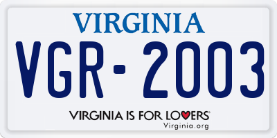 VA license plate VGR2003