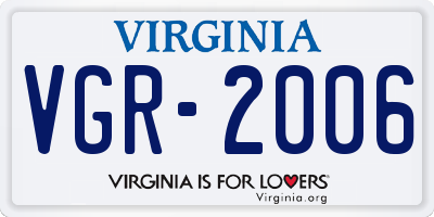 VA license plate VGR2006