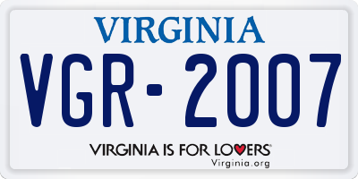 VA license plate VGR2007