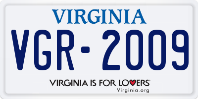 VA license plate VGR2009