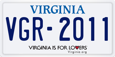 VA license plate VGR2011