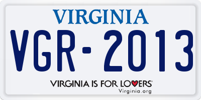 VA license plate VGR2013