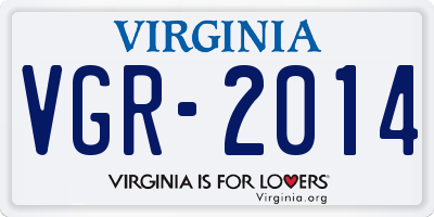 VA license plate VGR2014