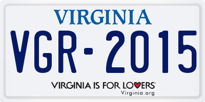 VA license plate VGR2015