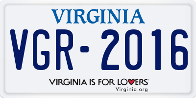 VA license plate VGR2016