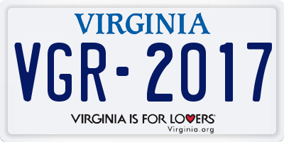 VA license plate VGR2017