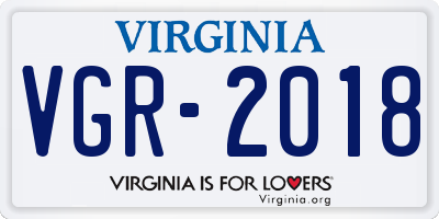 VA license plate VGR2018