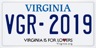 VA license plate VGR2019