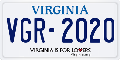 VA license plate VGR2020