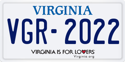 VA license plate VGR2022