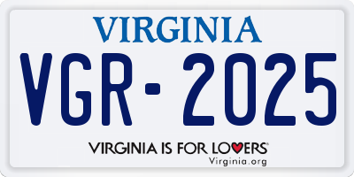 VA license plate VGR2025