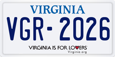 VA license plate VGR2026