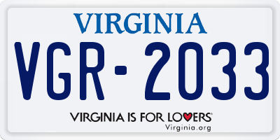VA license plate VGR2033