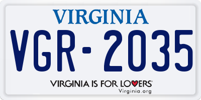 VA license plate VGR2035