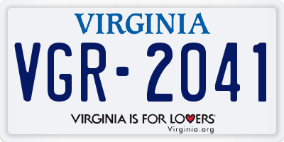 VA license plate VGR2041
