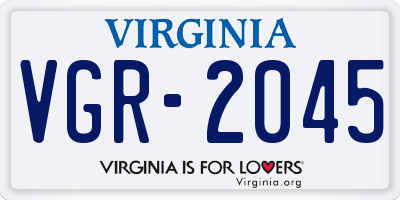 VA license plate VGR2045