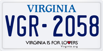 VA license plate VGR2058