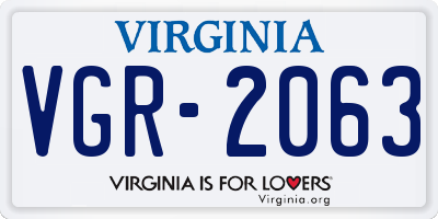 VA license plate VGR2063