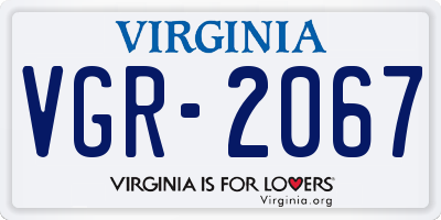 VA license plate VGR2067