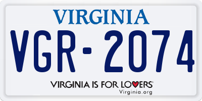 VA license plate VGR2074