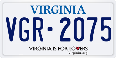 VA license plate VGR2075