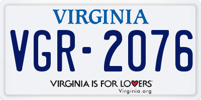 VA license plate VGR2076