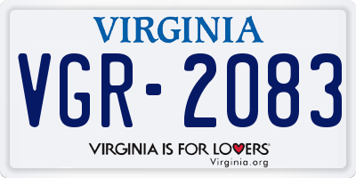 VA license plate VGR2083