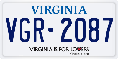 VA license plate VGR2087