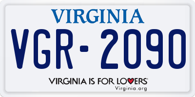 VA license plate VGR2090