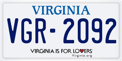VA license plate VGR2092