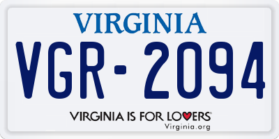 VA license plate VGR2094