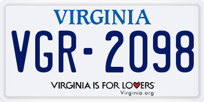 VA license plate VGR2098