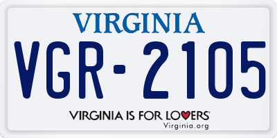 VA license plate VGR2105
