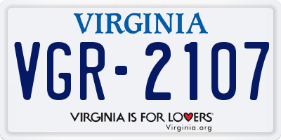VA license plate VGR2107