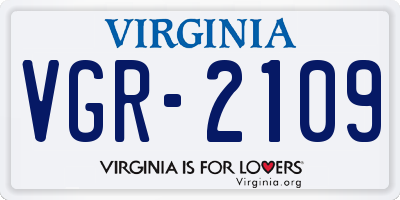 VA license plate VGR2109