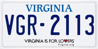 VA license plate VGR2113