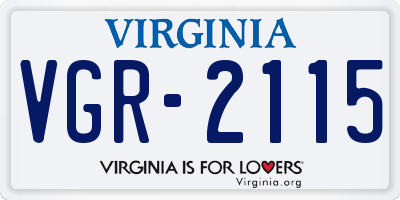 VA license plate VGR2115