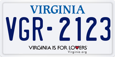 VA license plate VGR2123